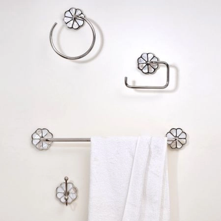 Double End Mother of Pearl Silver Brass Wall Hook